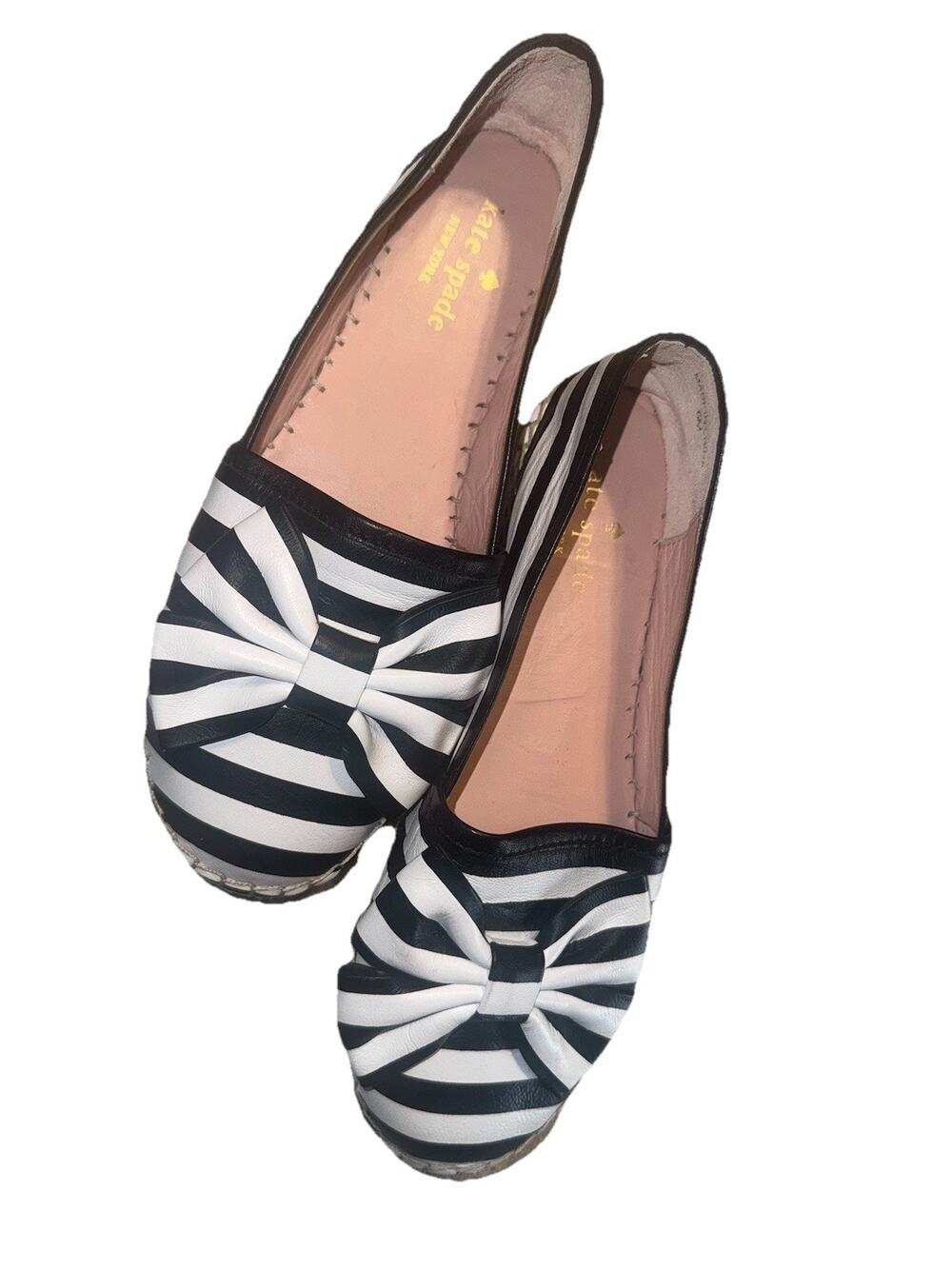 Kate Spade New York LINDS Striped Espadrille Flats Size 6 Bow